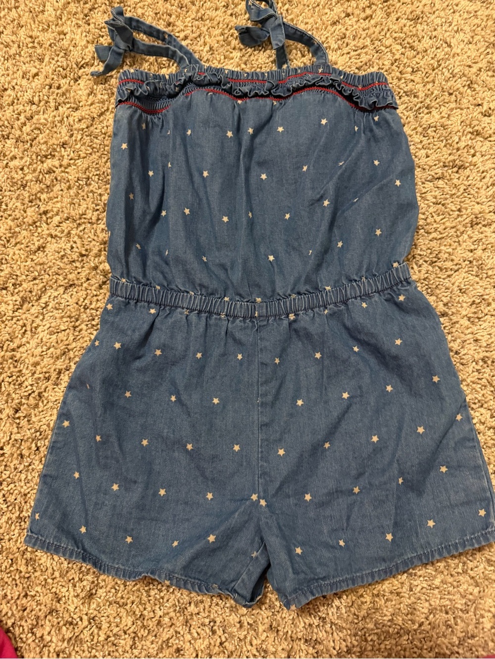 Cat & Jack Blue Denim Star-Print One-Piece Romper